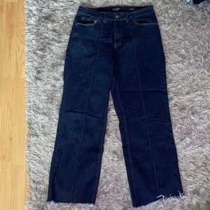 Judy Blue Wide Leg Dark Denim Distressed Ankle Jeans / Pants